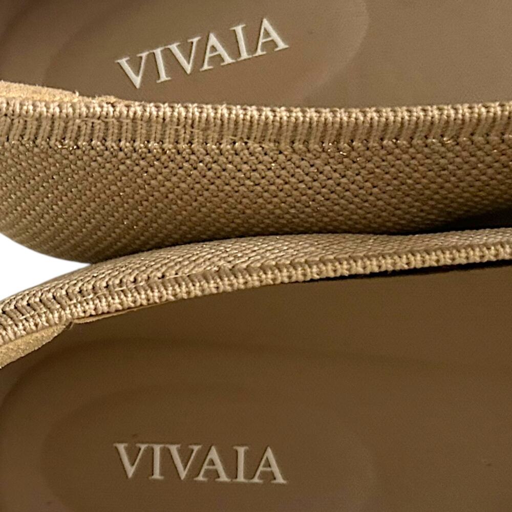 VIVAIA, 'Aria' Pointed-Toe V-Strap Mary-Jane Flats Gold Shimmer Beige Size 11 US - Picture 11 of 12